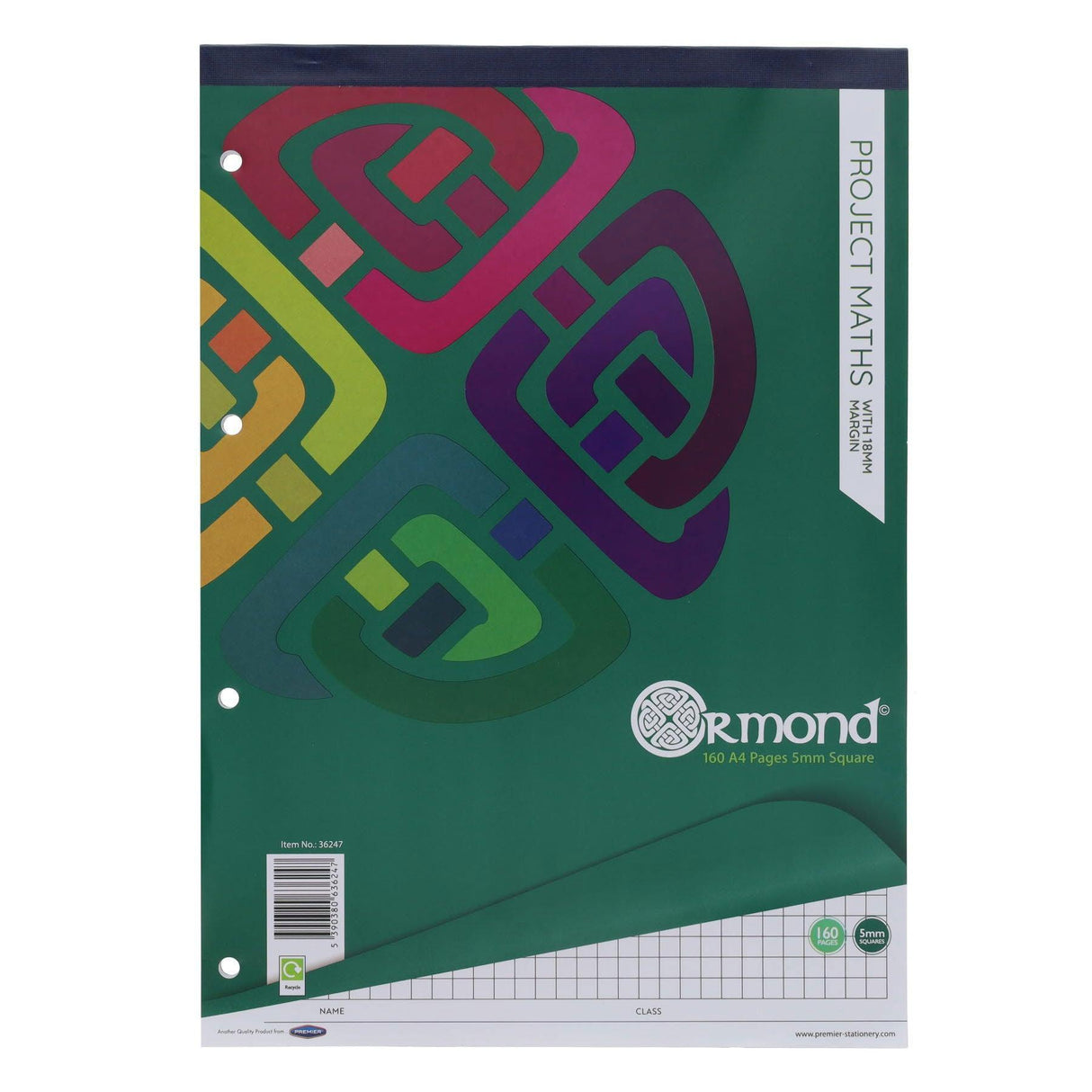Ormond - Project Maths Refill Pad - A4 - 160 page - 5mm Squared by Ormond on Schoolbooks.ie
