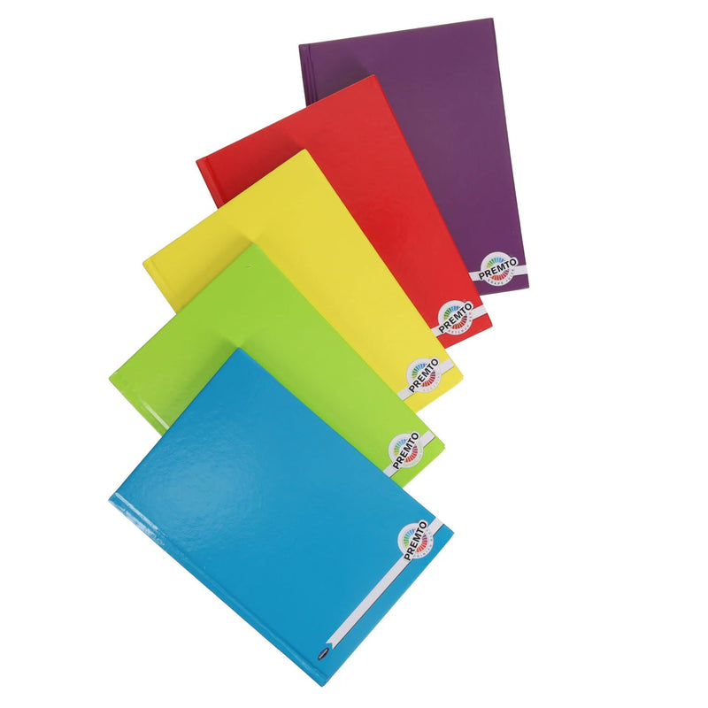 Premto - A5 160 Page Assorted Hardcover Notebooks - Pack of 5 by Premto on Schoolbooks.ie
