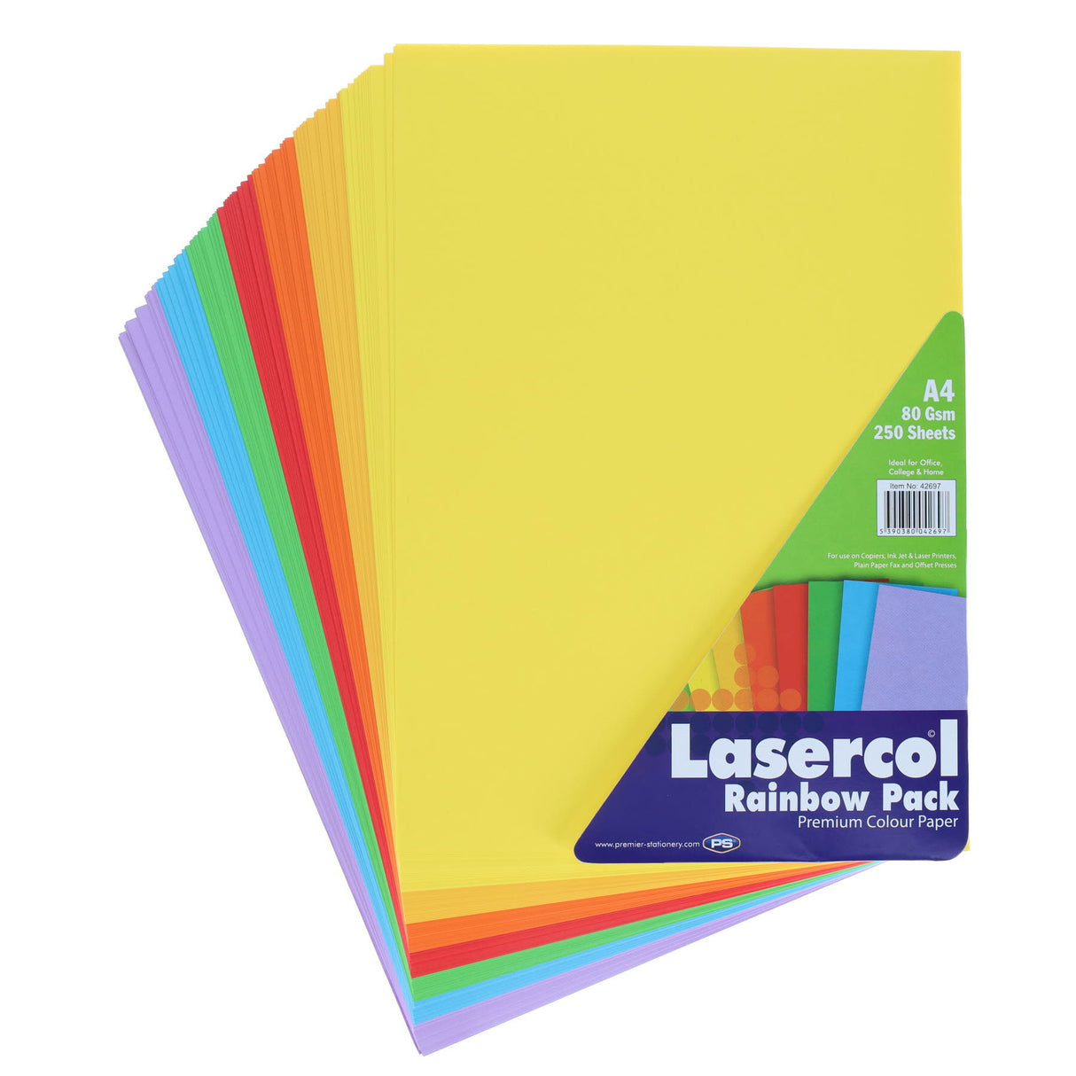 Lasercol - A4 80gsm Activity Paper - 1/2 Ream - Rainbow by Lasercol on Schoolbooks.ie