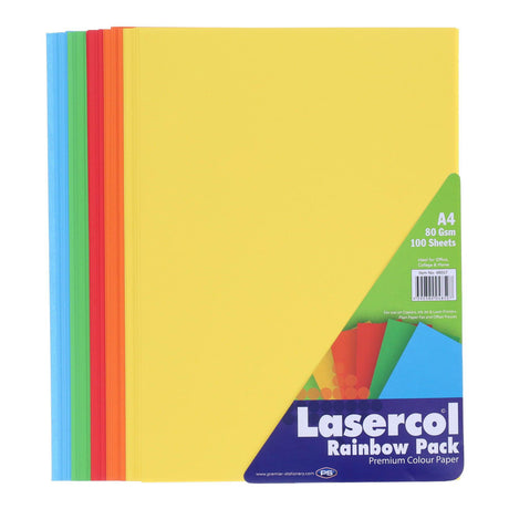 Lasercol - A4 80gsm Activity Paper - 100 Sheets - Rainbow by Lasercol on Schoolbooks.ie