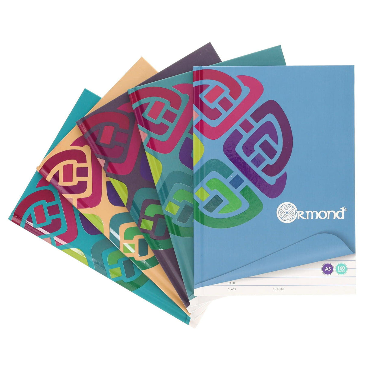 Ormond - A5 160 Page Hardcover Notebooks - Pack of 5 by Ormond on Schoolbooks.ie