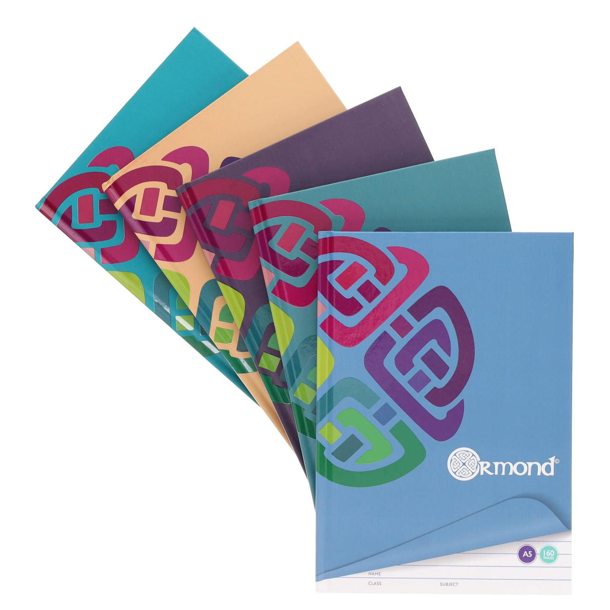 Ormond - A5 160 Page Hardcover Notebooks - Pack of 5 by Ormond on Schoolbooks.ie