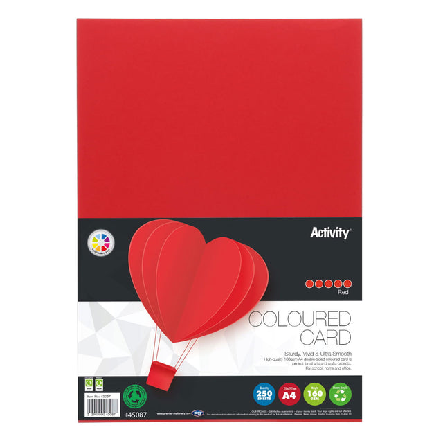 ■ Premier Activity - A4 160gsm Card 50 Sheets - Red by Premier Activity on Schoolbooks.ie