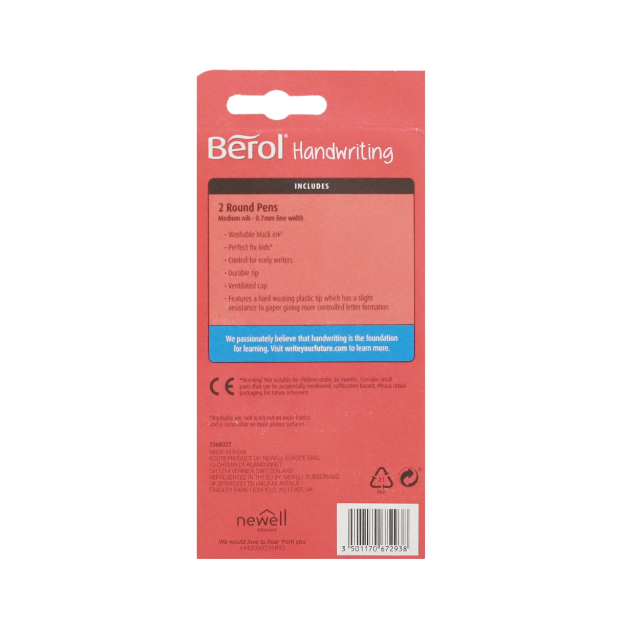 Berol Handwriting Pen - Black - Pack of 2 by Berol on Schoolbooks.ie