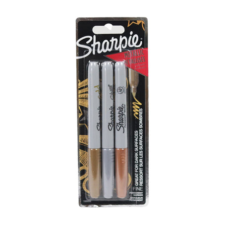 ■ Sharpie - 3 Fine Tip Permanent Markers - Metallic by Sharpie on Schoolbooks.ie