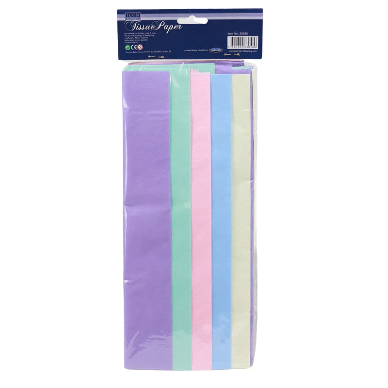 Tissue Paper - Pack of 10 Assorted Sheets - Pastel by Icon on Schoolbooks.ie