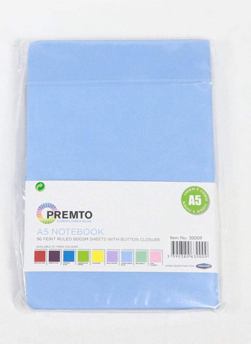 Premto - A5 192 Page Hardcover Pu Notebook With Elastic - Cornflower Blue by Premto on Schoolbooks.ie
