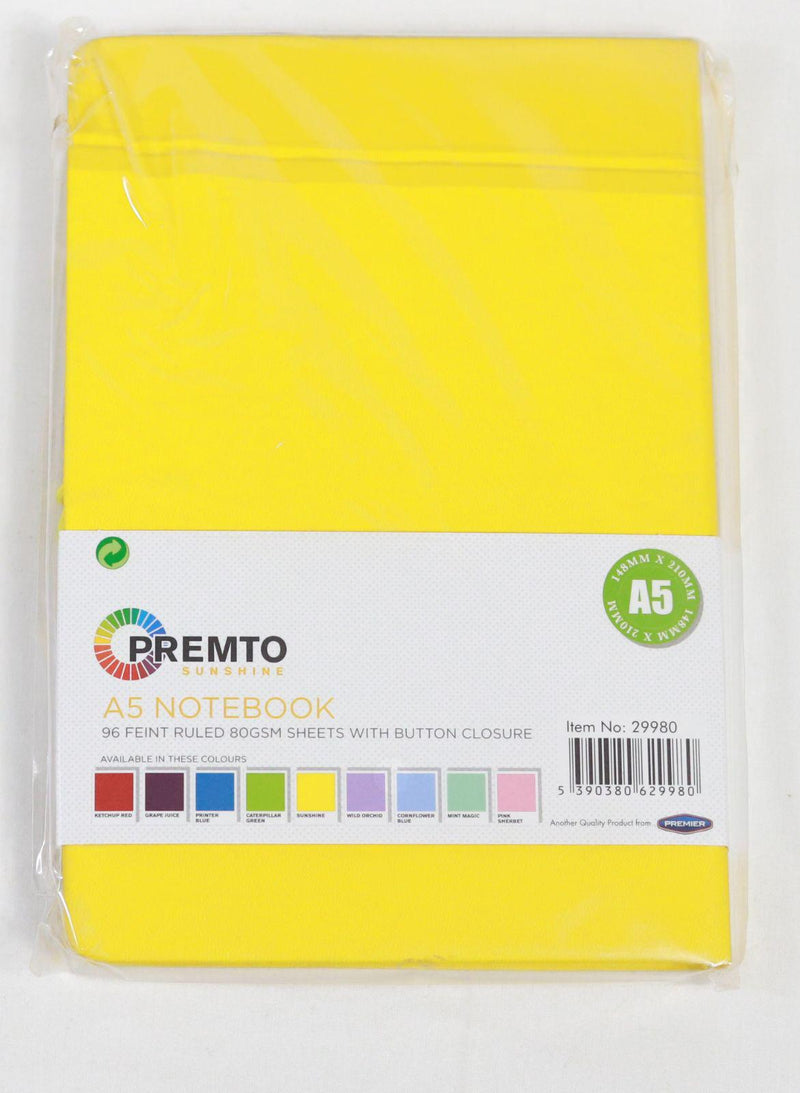 Premto - A5 192 Page Hardcover Pu Notebook With Elastic - Sunshine by Premto on Schoolbooks.ie