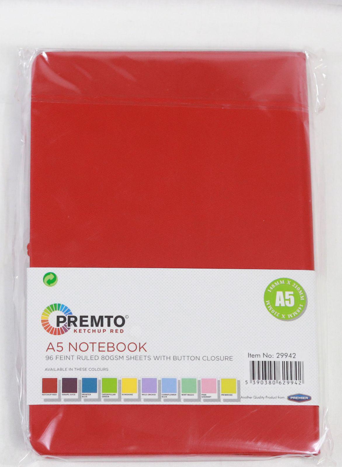 Premto - A5 192 Page Hardcover Pu Notebook With Elastic - Ketchup Red by Premto on Schoolbooks.ie