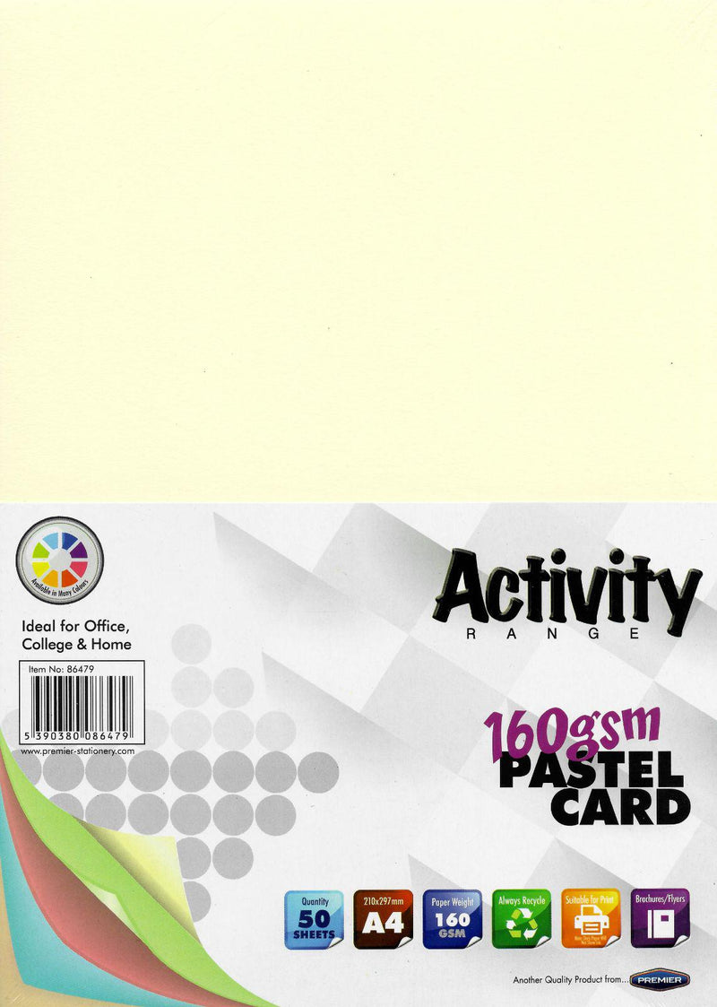 Activity A4 160gsm Card 50 Sheets - Rainbow Pastel by Premier Stationery on Schoolbooks.ie