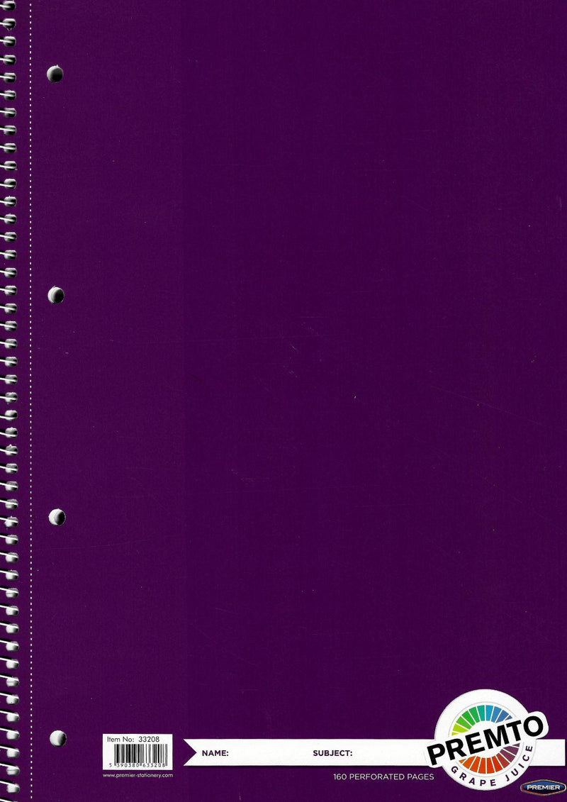 Premto - A4 160 Page Spiral Notebook - Grape Juice by Premto on Schoolbooks.ie