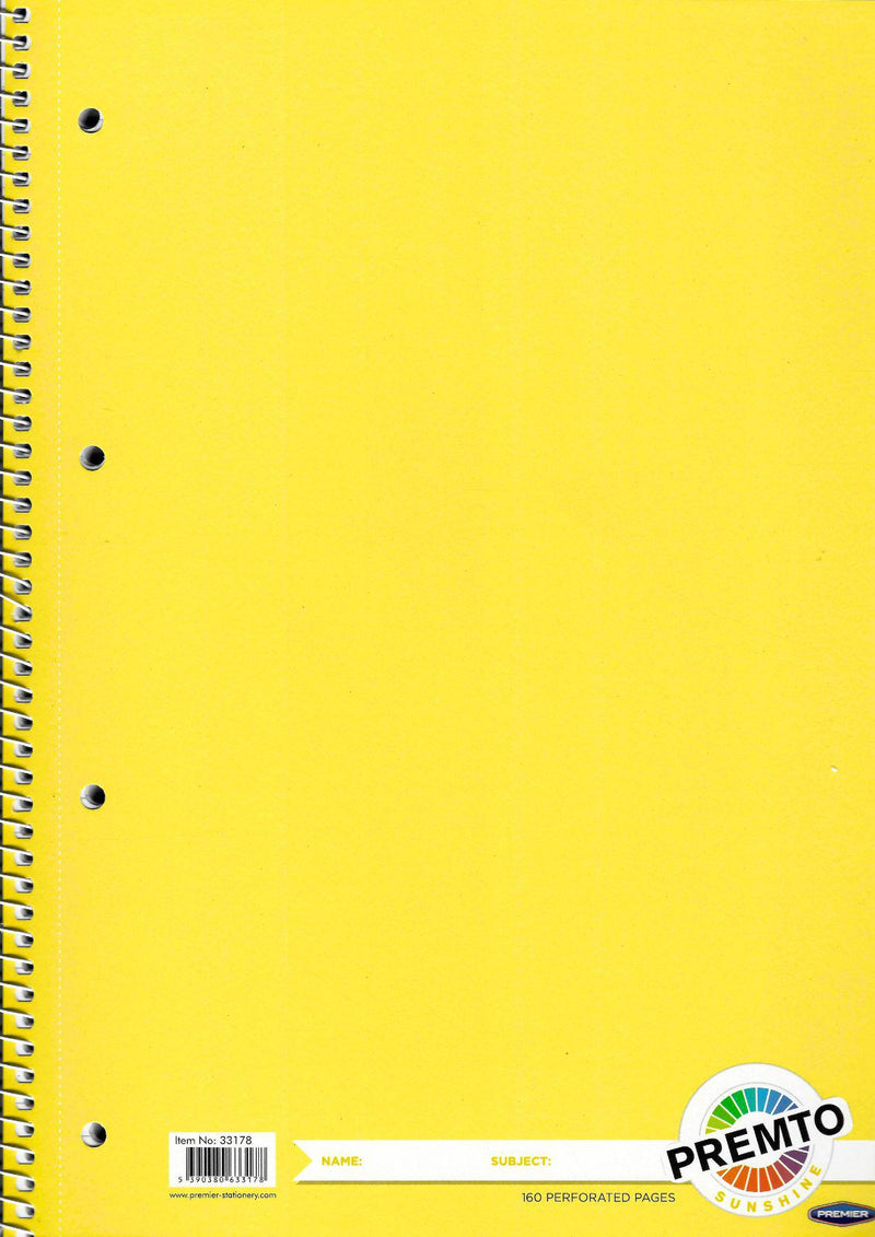 Premto A4 160 page Spiral Notebook - Sunshine by Premto on Schoolbooks.ie