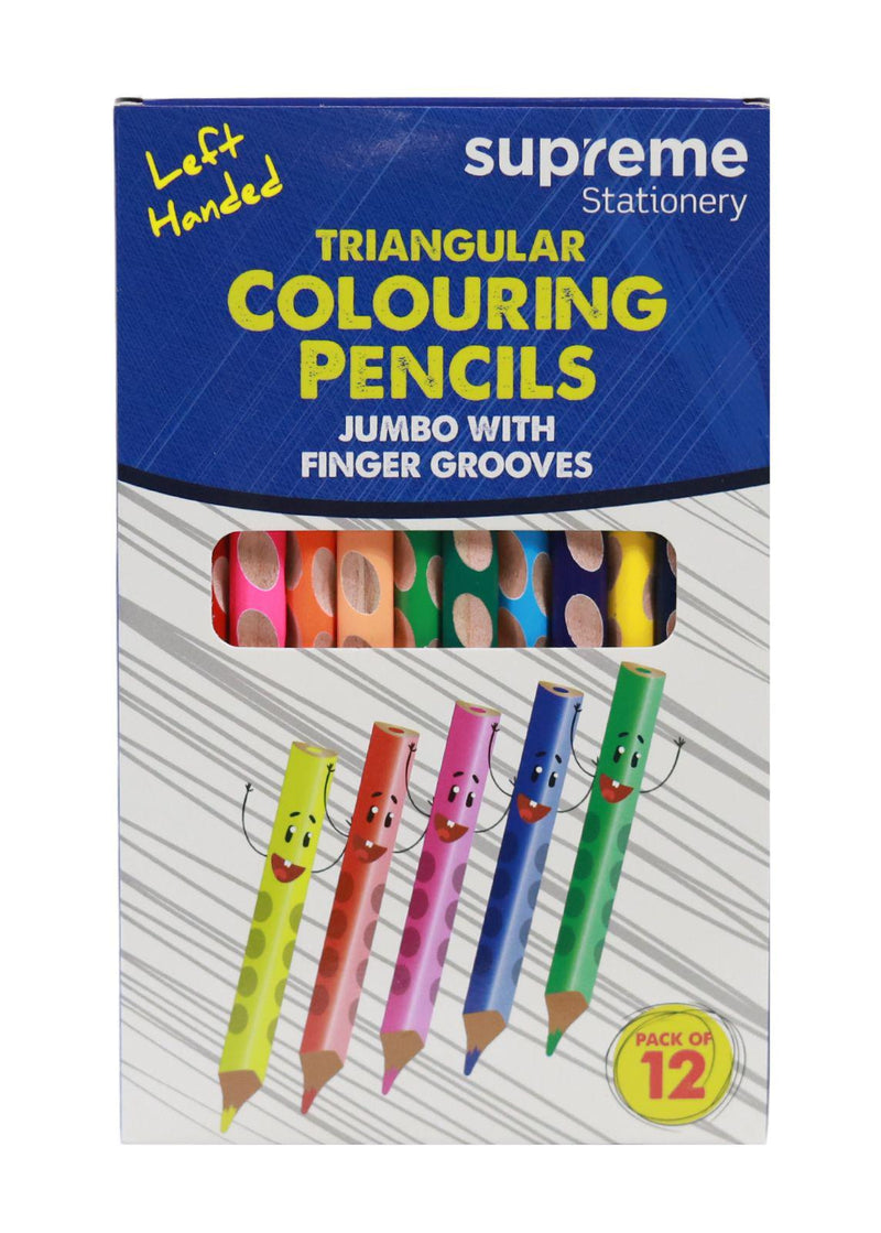 Jumbo Triangular Colouring Pencil Left Handed 12 Pack by Supreme Stationery on Schoolbooks.ie