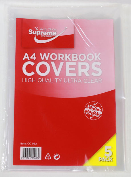 Copy Covers - A4 Copy Size - Pack of 5 by Supreme Stationery on Schoolbooks.ie