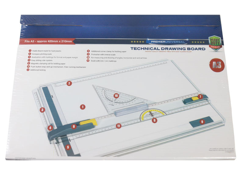 Premier Universal - A3 Technical Drawing Board With Sliding Ruler by Premier Stationery on Schoolbooks.ie