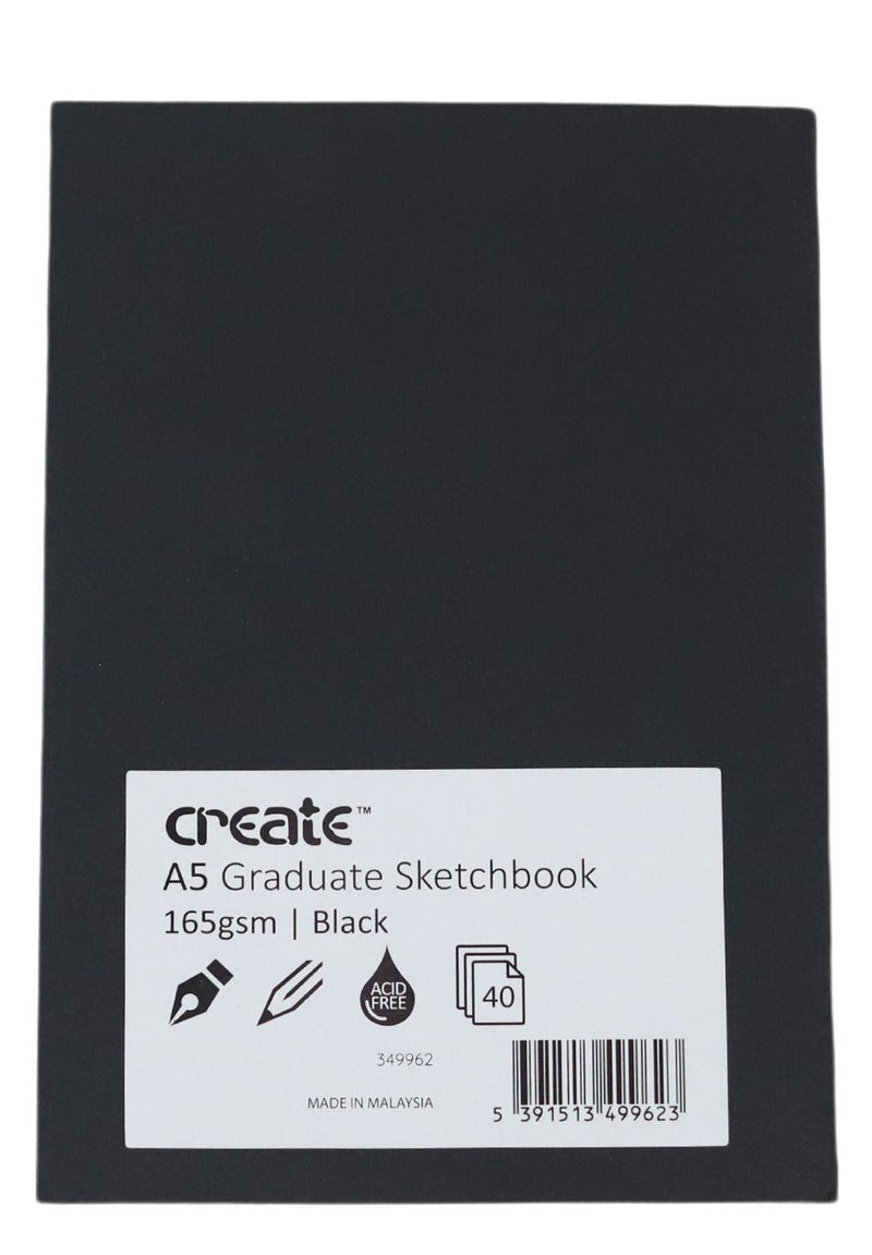 Create - Graduate Black Sketch Pad - 20 Sheets 165gsm - A5 by Create on Schoolbooks.ie