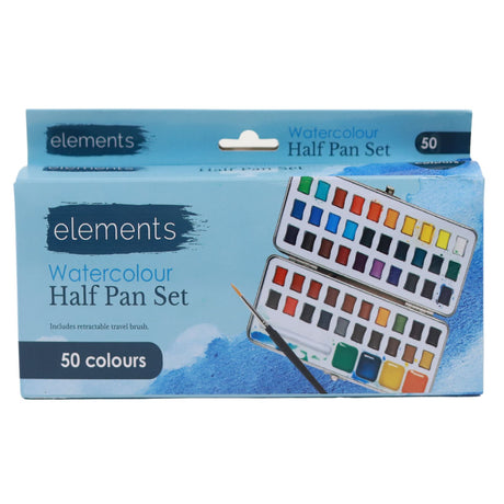 Elements Watercolour 50 Half Pan Set by Elements on Schoolbooks.ie