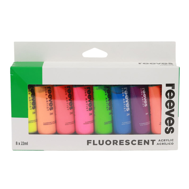 Reeves Acrylic Set 8 x 22ml - Fluorescent Colours by Reeves on Schoolbooks.ie