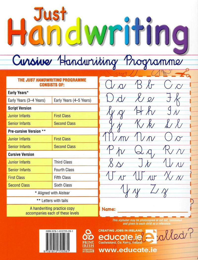 Just Handwriting - 2nd Class - Cursive + Practice Copy by Educate.ie on Schoolbooks.ie