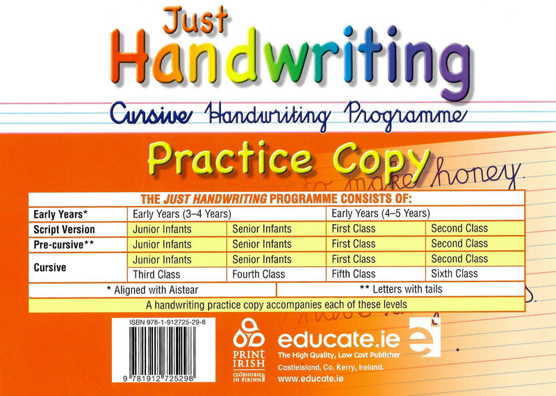 Just Handwriting - 2nd Class - Cursive + Practice Copy by Educate.ie on Schoolbooks.ie