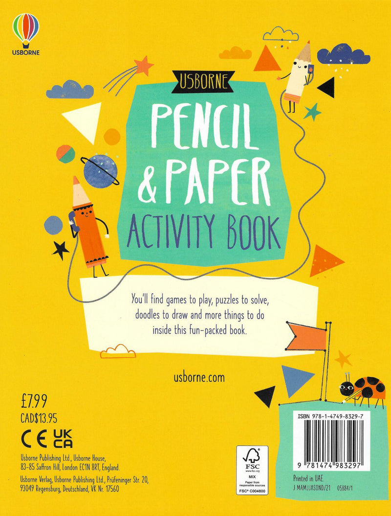 Pencil and Paper Activity Book by Usborne Publishing Ltd on Schoolbooks.ie