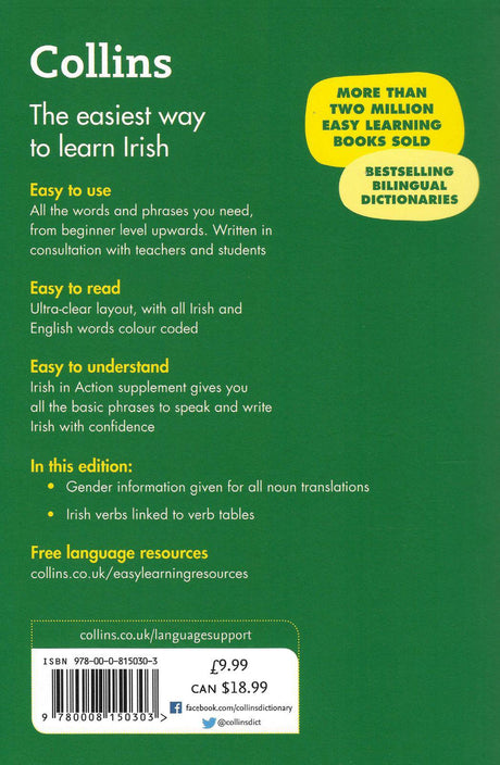 Collins Easy Learning Irish Dictionary by HarperCollins Publishers on Schoolbooks.ie