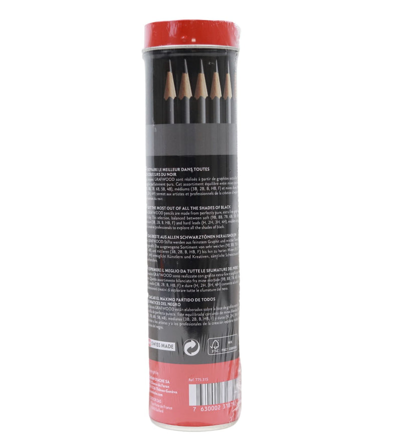Caran d'Ache - Graphite Line Pencils - Metal Cylinder Pack of 15 (9B-4H) by Caran d'Ache on Schoolbooks.ie