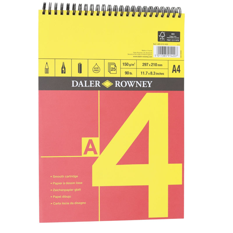 Daler Rowney - A4 Red and Yellow Spiral Bound Sketch Pad - 25 Sheets - 150gsm by Daler Rowney on Schoolbooks.ie