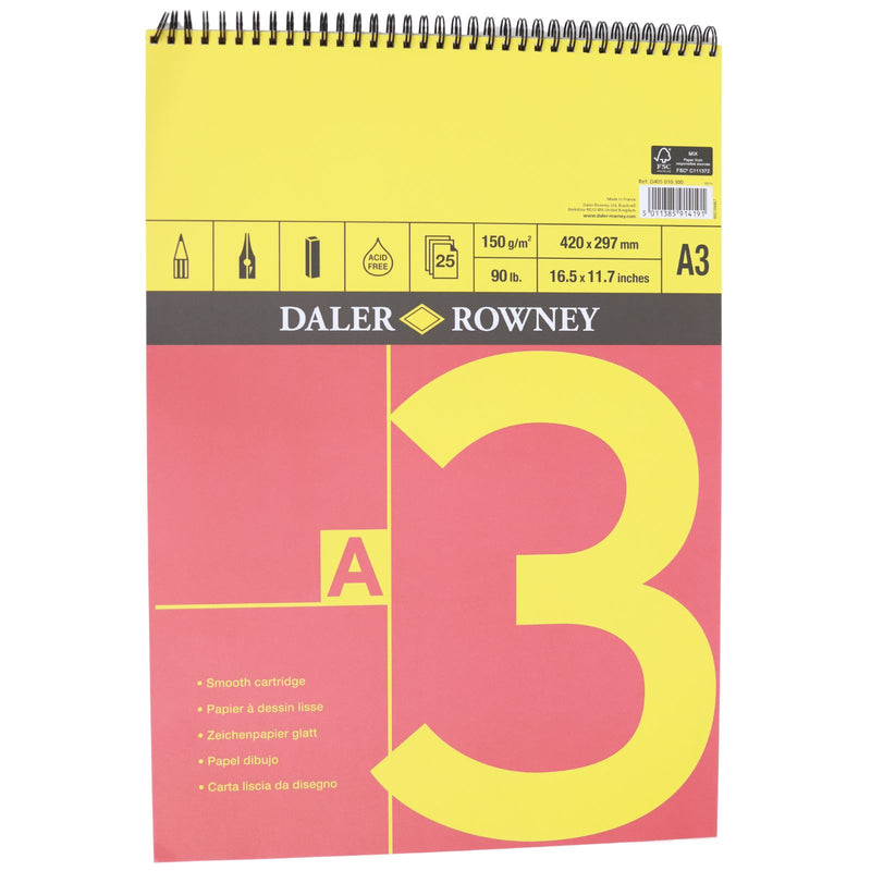 Daler Rowney - A3 Red and Yellow Spiral Bound Sketch Pad - 25 Sheets - 150gsm by Daler Rowney on Schoolbooks.ie