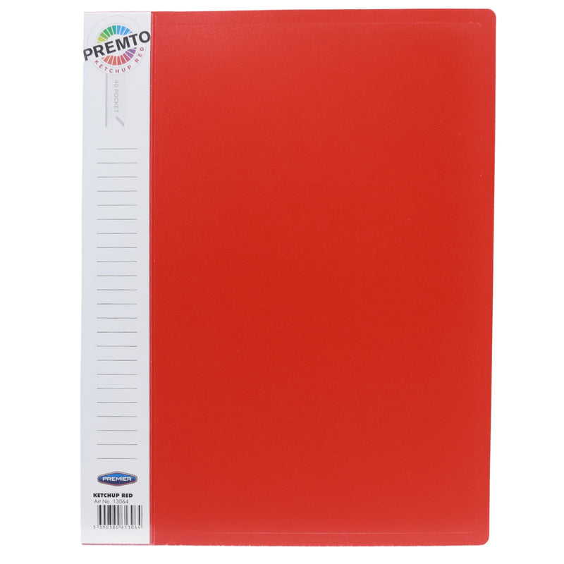 Premier Premtone A4 40 Pocket Display Book - Ketchup Red by Premtone on Schoolbooks.ie