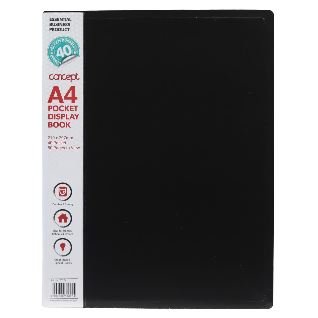 40 Pocket Display Book - A4 - Black by Concept on Schoolbooks.ie