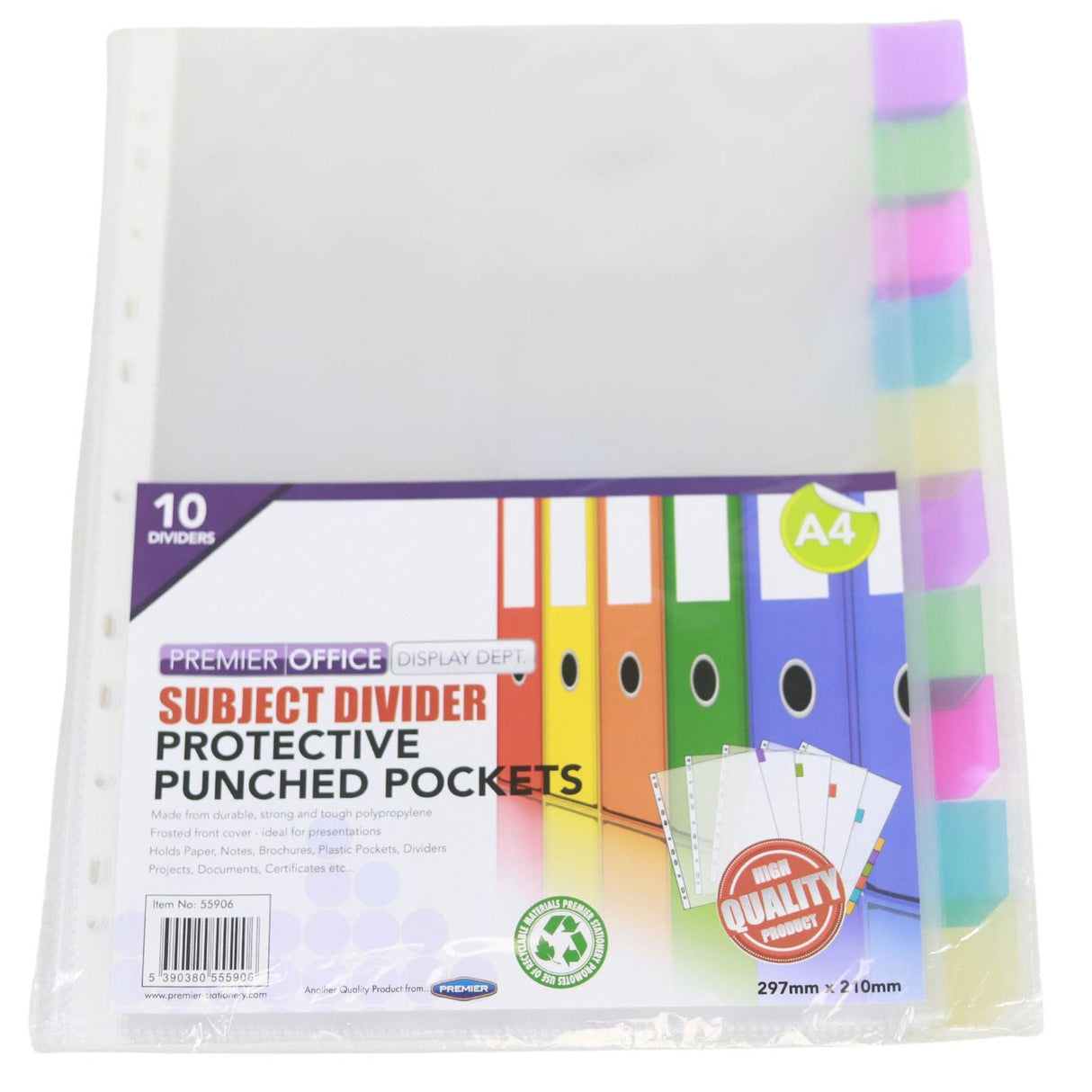 Premier Office Subject Divider Punched Pockets - 10 Part by Premier Office on Schoolbooks.ie