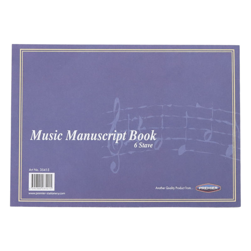 Premier - 24 page 6 Stave Music Manuscript Book by Premier Stationery on Schoolbooks.ie