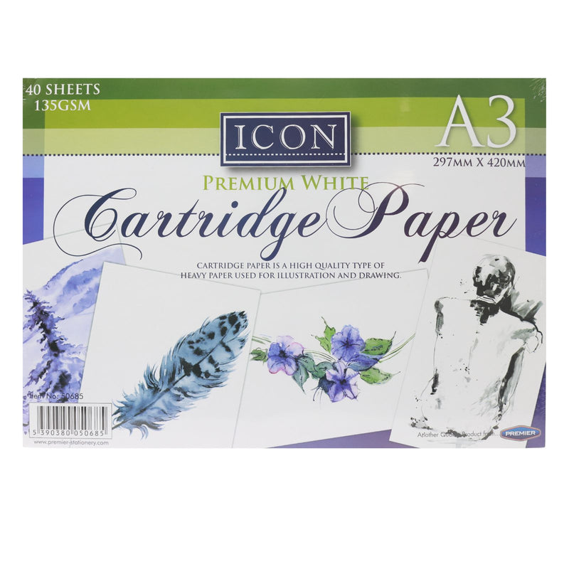 Icon A3 135gsm Cartridge Paper 40 Sheets by Icon on Schoolbooks.ie