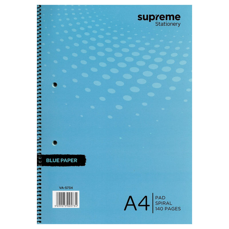 Supreme Stationery - Visual Aid A4 Spiralbound Notepad 140 Page - Blue by Supreme Stationery on Schoolbooks.ie
