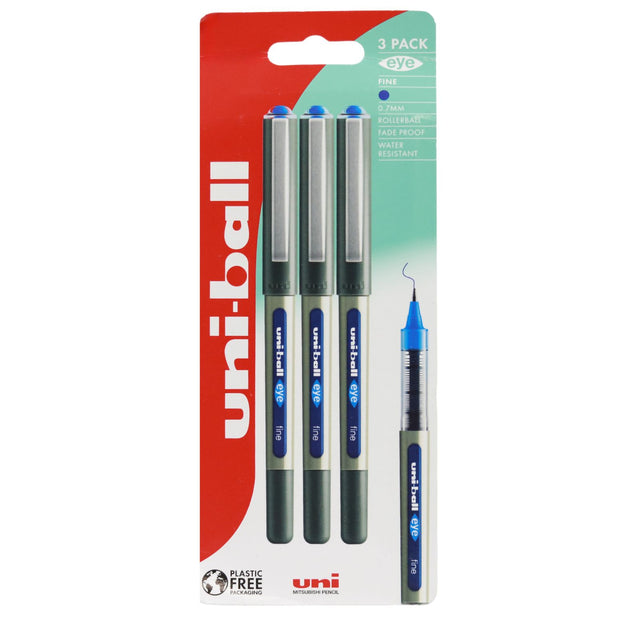 Uni-Ball - 157 Eye Fine 3 Pack - Blue by Uni-Ball on Schoolbooks.ie