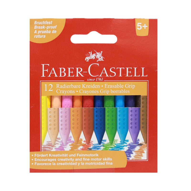 Faber-Castell - Grip Erasable Crayons Box 12 by Faber-Castell on Schoolbooks.ie
