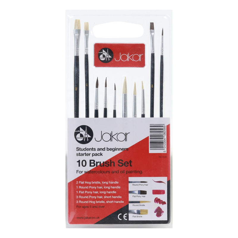 Jakar - Watercolour and Oil Painting Brush Set - Assorted Box of 10 by Jakar on Schoolbooks.ie