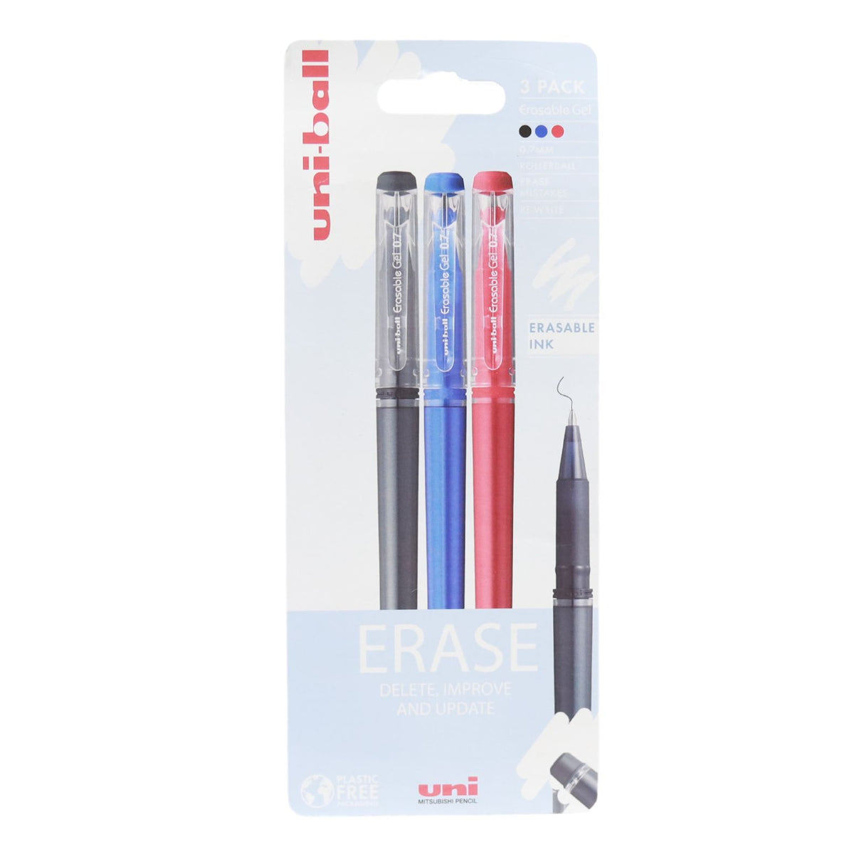 Uni-Ball - Erasable Capped 3 Piece - Black / Blue / Red by Uni-Ball on Schoolbooks.ie