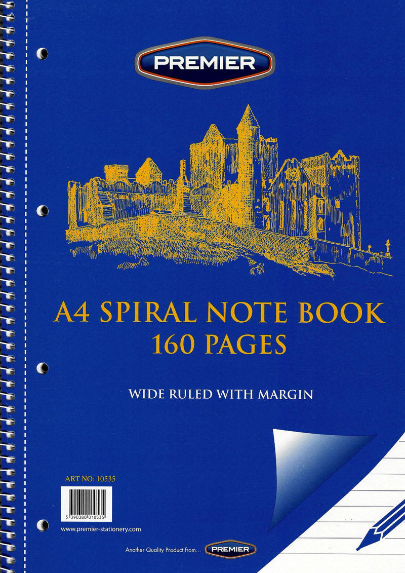 Premier A4 Spiral Notebook 160pg by Premier Stationery on Schoolbooks.ie