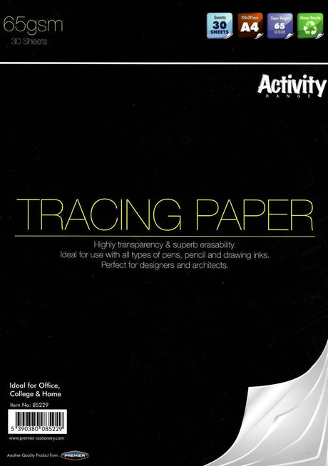 Premier Activity - A4 65gsm Tracing Paper Pad 30 Sheets by Premier Activity on Schoolbooks.ie