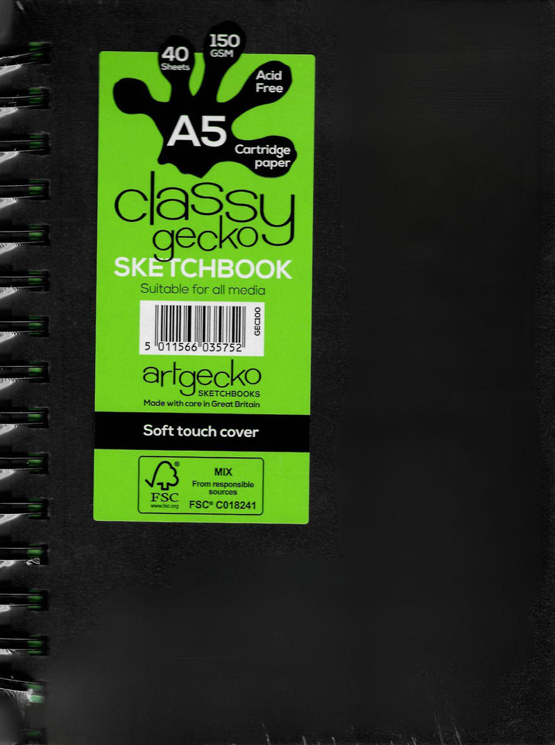 Artgecko - Classy Gecko Sketchbook - A5 Portrait by Artgecko on Schoolbooks.ie