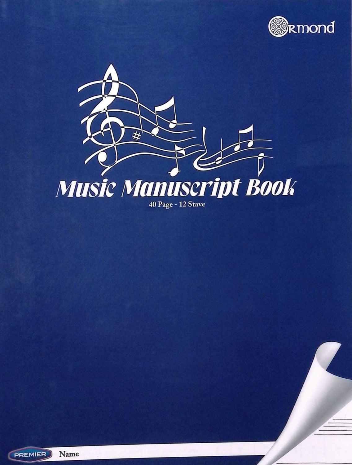 ■ Ormond - 40 Page 12 Stave Durable Cover Music Manuscript Book by Ormond on Schoolbooks.ie