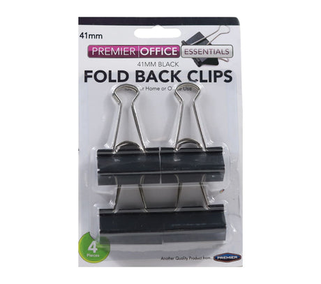 Premier Office - 4 Fold Back Binder Clips - 41mm by Premier Office on Schoolbooks.ie