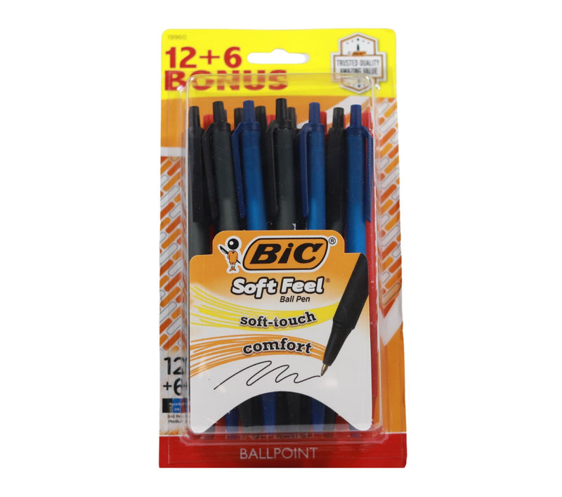  BIC Soft Feel Blue Retractable Ballpoint Pens, Medium Point  (1.0mm), 12-Count Pack, Blue Pens With Soft-Touch Comfort Grip : Bic Soft  Feel Med Blue : Office Products
