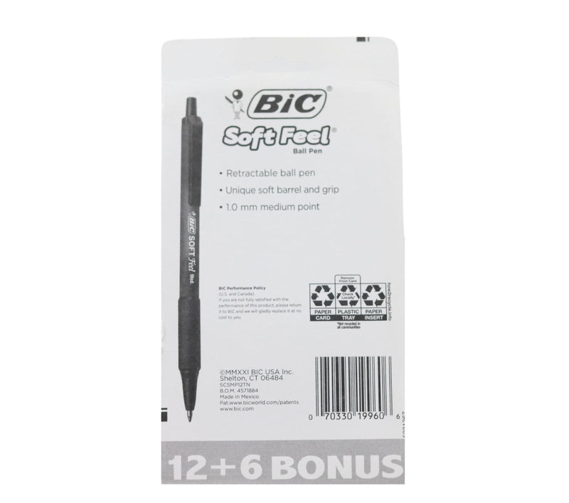 BIC - Soft Feel Click Pen - Assorted Pack of 12 + 6 Free by BIC on Schoolbooks.ie