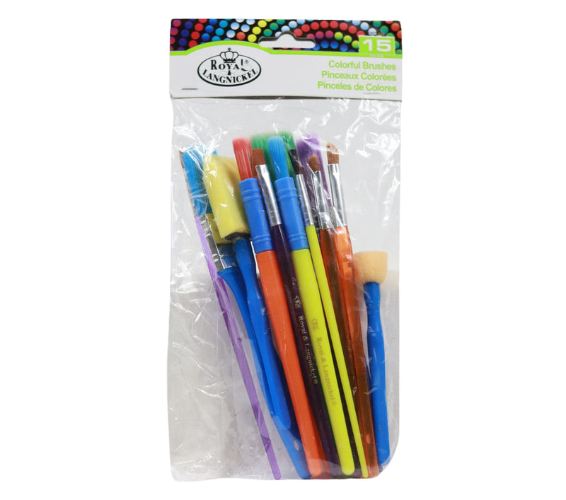 15 Colourful Paint Brushes Set by Royal & Langnickel on Schoolbooks.ie