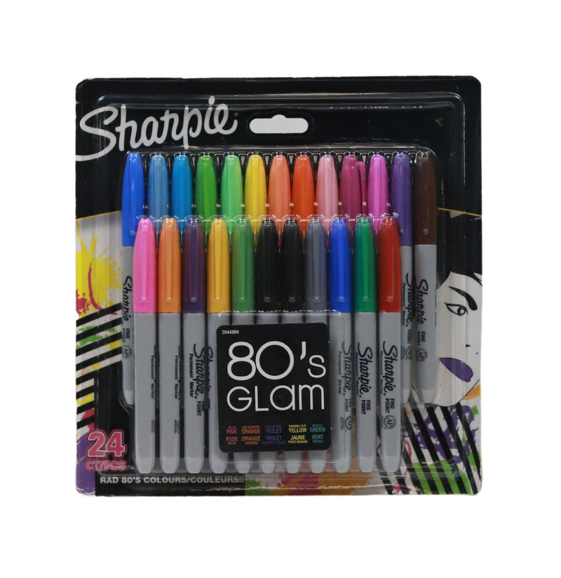 Sharpie Card 24 Pack Fine Markers - 80's Glam by Sharpie on Schoolbooks.ie