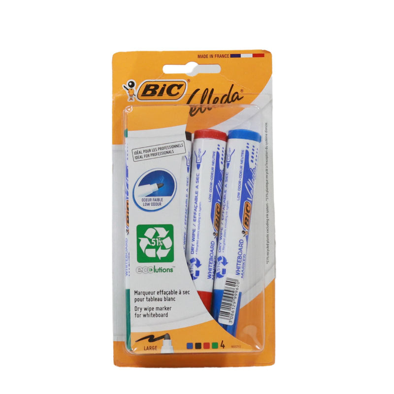 Bic - Velleda Card 4 Bullet Tip Whiteboard Marker - Assorted Colours by BIC on Schoolbooks.ie