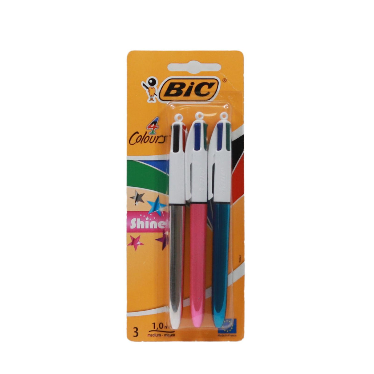 BIC - 3 x 4 Colour Ballpoint Pens - Shine by BIC on Schoolbooks.ie